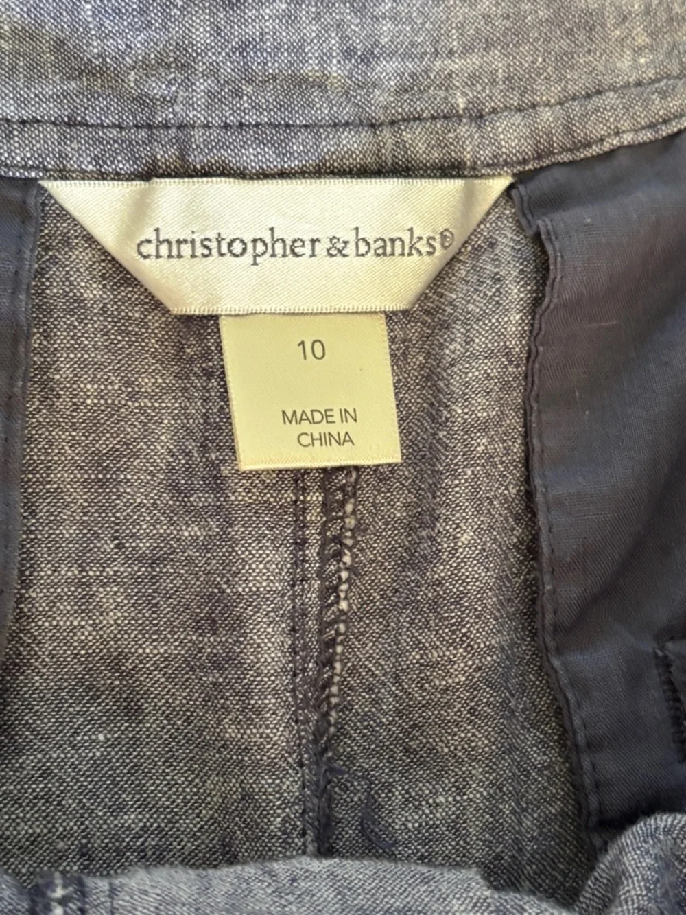 Christopher & Banks Blue A-Line Midi Skirt Linen